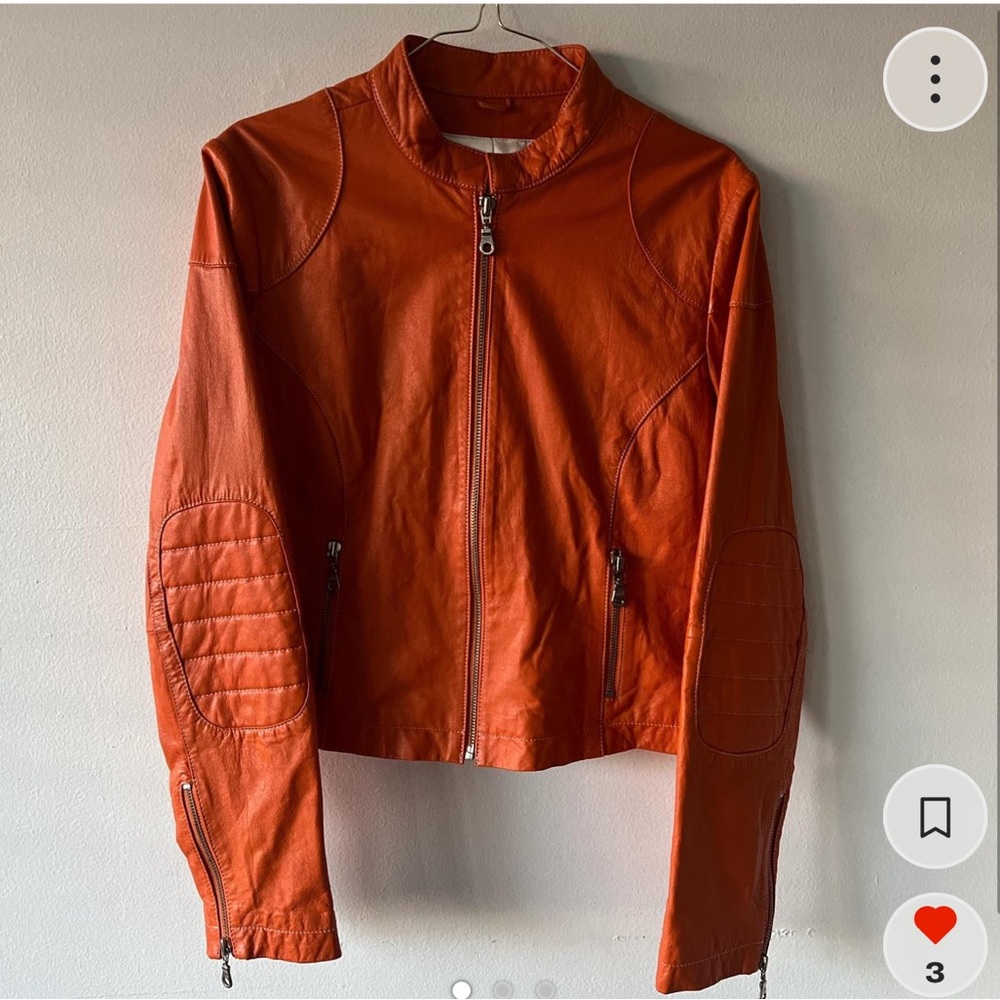 Wilson’s Leather leather moto jacket in tangerine